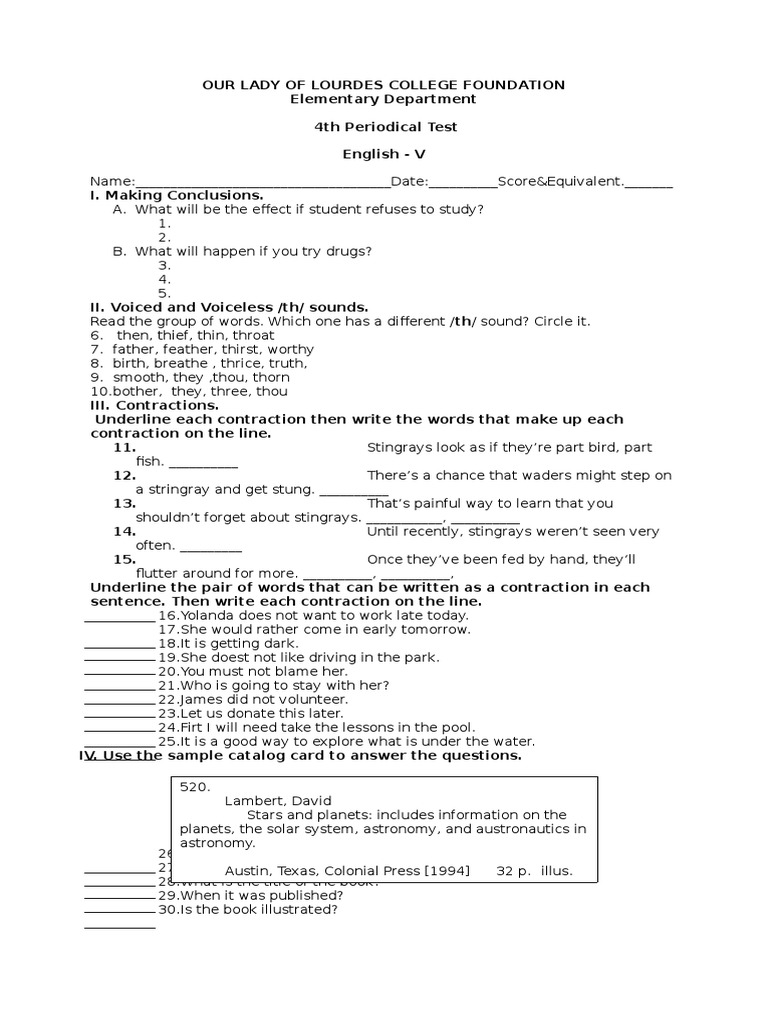 4th Periodical Test Eng IV | PDF