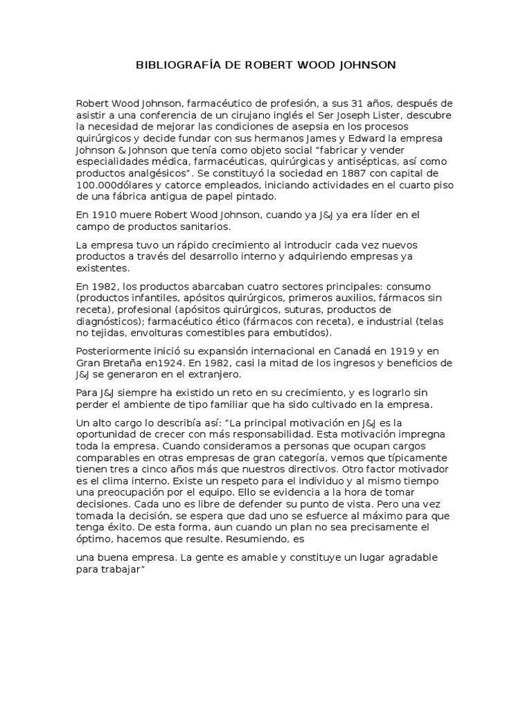 Robert Wood Johnson PDF Johnson y Johnson Cirugía