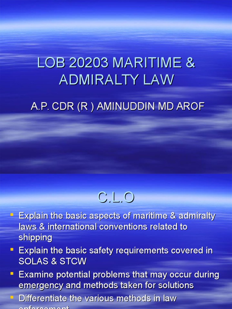 Maritime Law Admiralty Law Public International Law