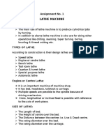 Lathe Machine: Assignment No. 1