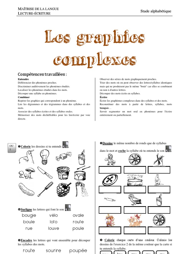 Documents Eleves Clis Lecture Les Graphies Complexes Pdf Syllabe Ecriture