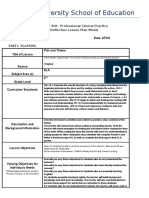 Reflective Lesson Plan Ela