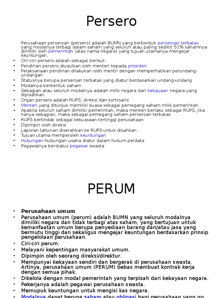Bumn Persero, Perum Dan Perjan | PDF