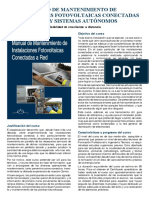 Curso de Mantenimiento de Instalaciones Fotovoltaicas Conectadas a La Red y Sistemas Autónomos(a Distancia)