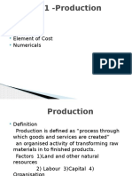 Chapter 1 - Production System: Production Productivity Element of Cost Numericals