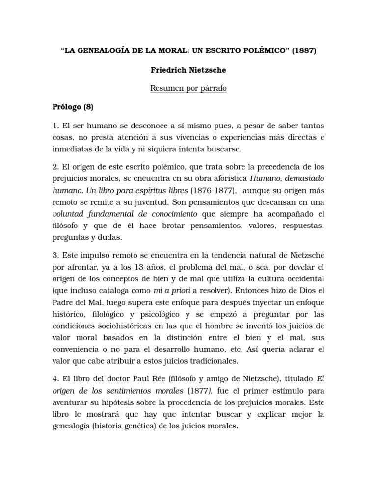 La Genealogía de La MoralResumen del prólogo y capítulo 1