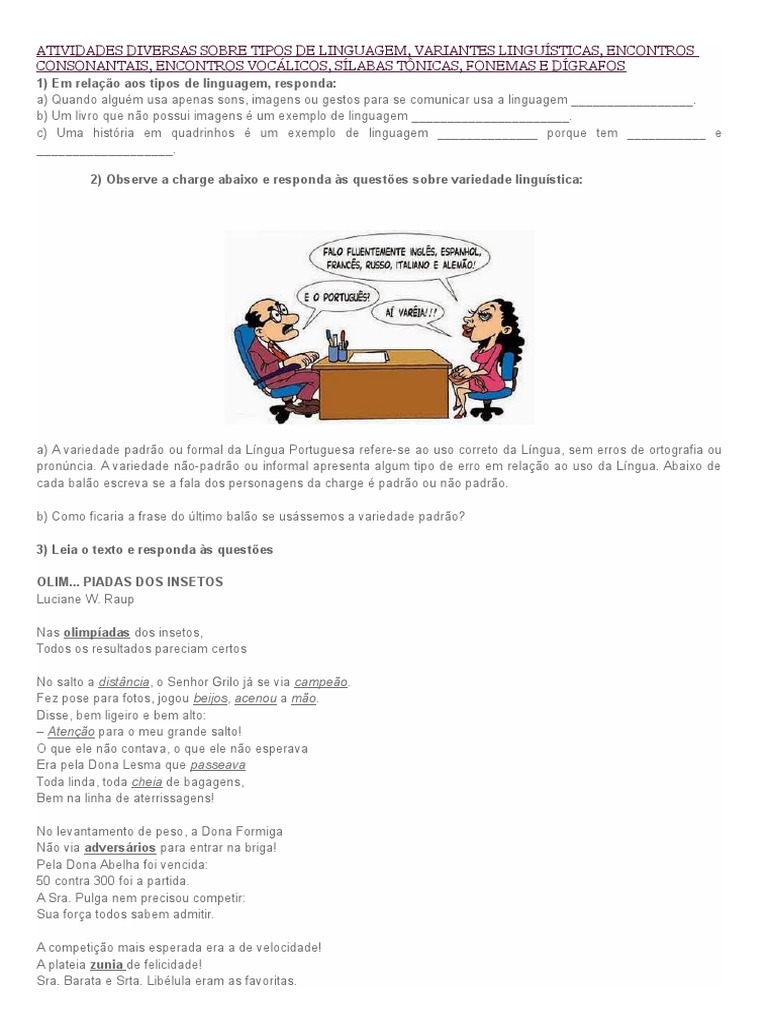 Exemplos De Linguagem Padrão E Não Padrão