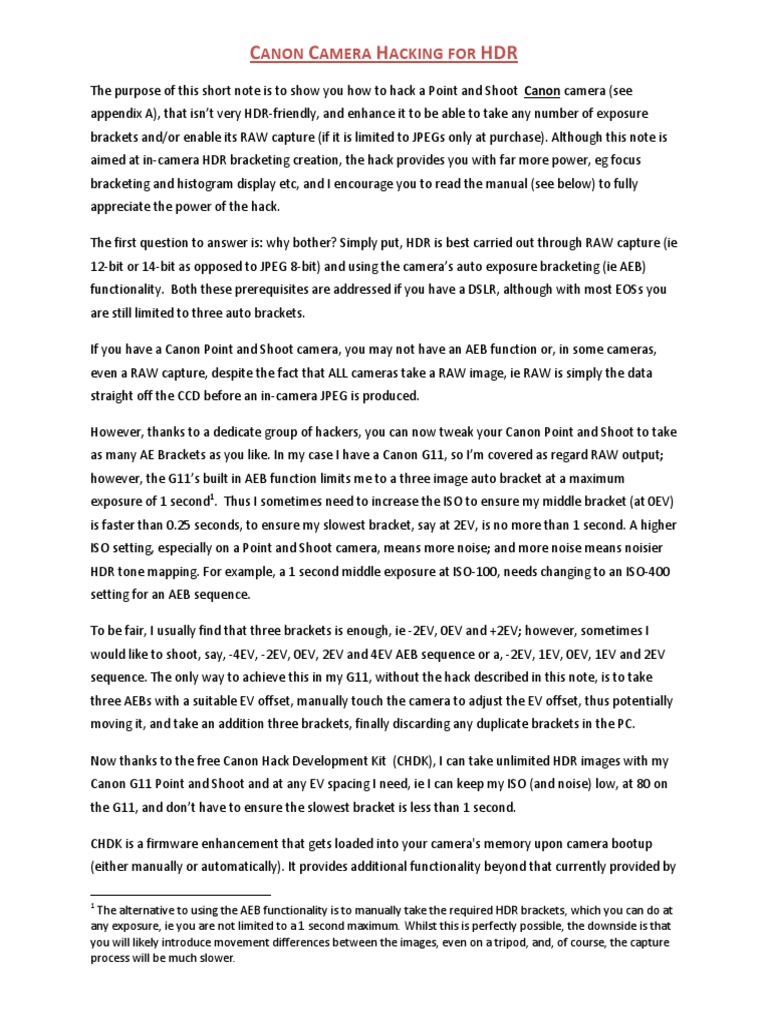 GG HDR Canon | PDF | High Dynamic Range Imaging | Exposure (Photography)
