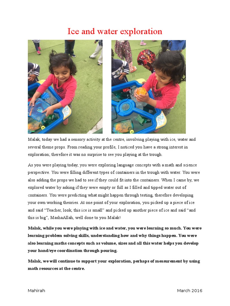 Ice and Water Exploration Activities | PDF | Language Arts & Discipline