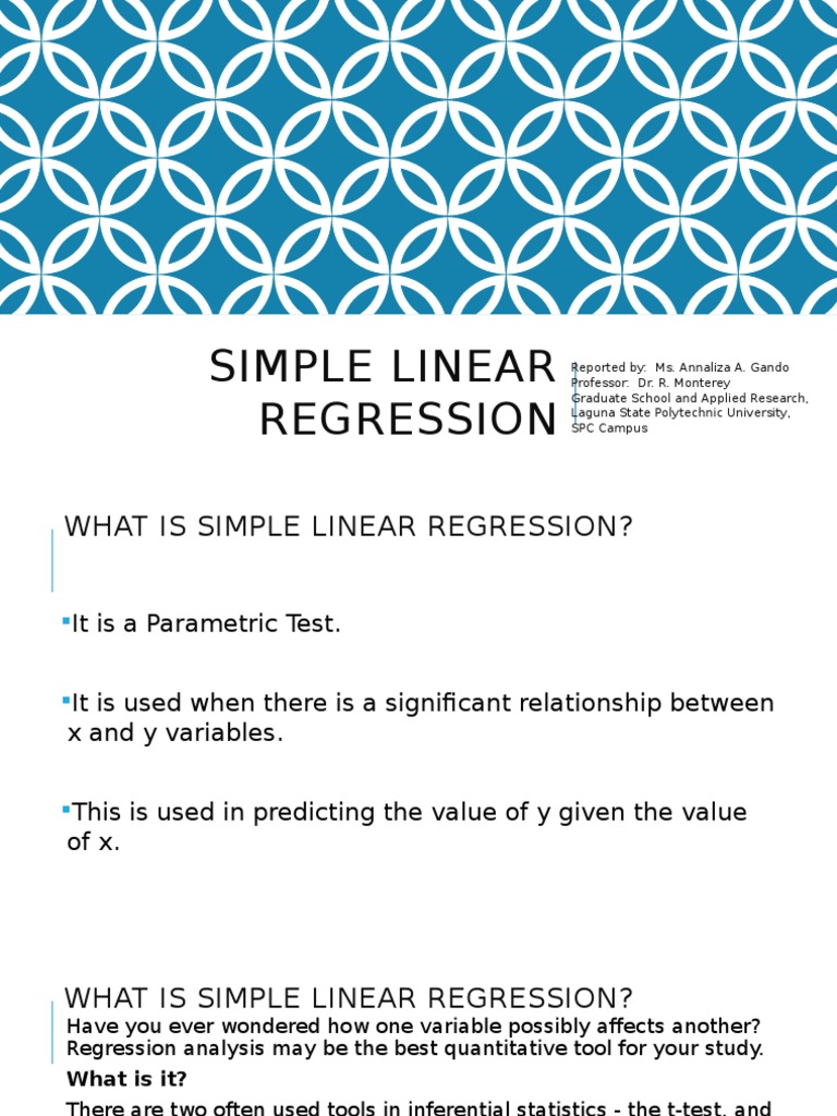Simple Linear Regression | PDF | Statistical Significance | Regression ...