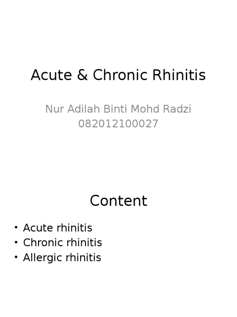 Acute & Chronic Rhinitis | PDF | Common Cold | Immunology