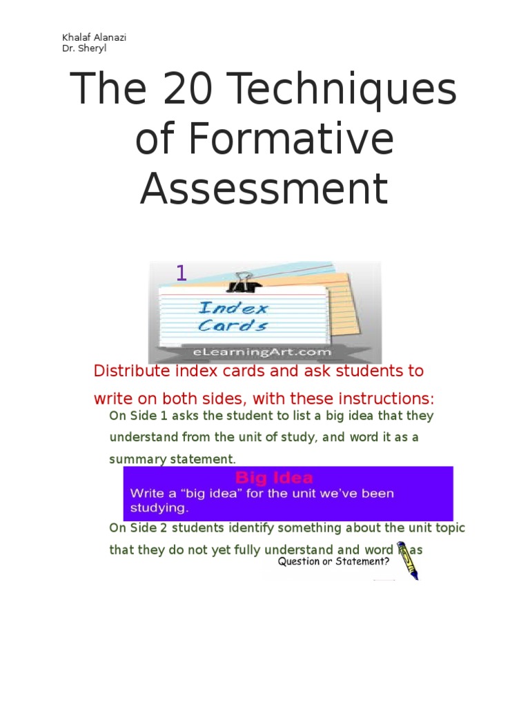The 20 Techniques of Formative Assessment | PDF | Educational ...
