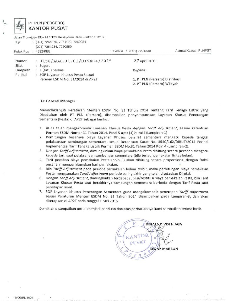 Sop Pesta Pt Pln Persero