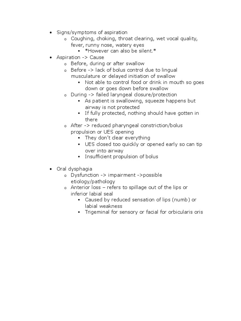 Dysphagia Notes | PDF | Digestive System | Animal Anatomy