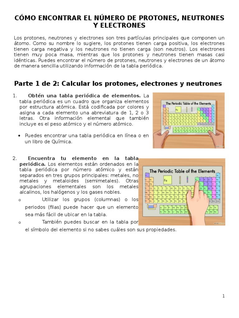 Cálculo de protones, neutrones y electrones | PDF | Átomos | Protón