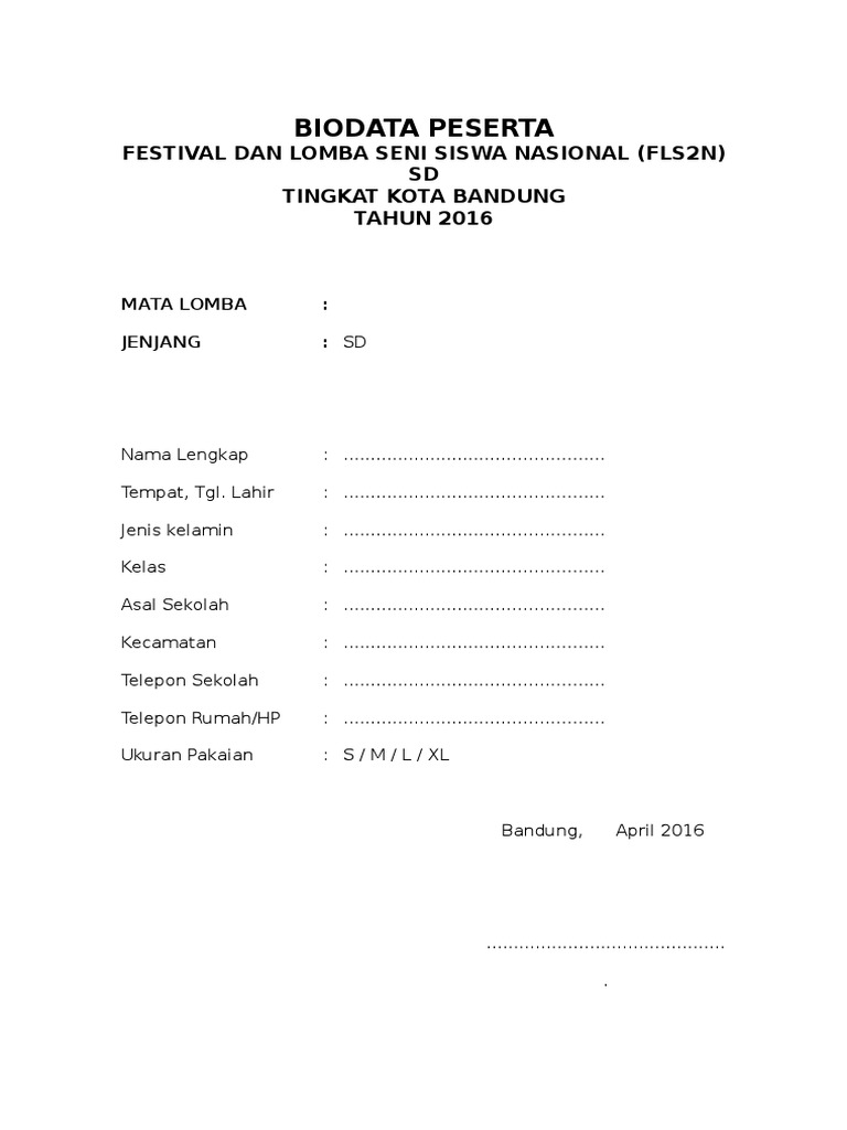 Biodata Peserta Dan Pendamping