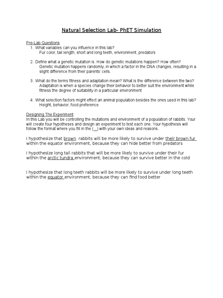 Phet Natural Selection Dominance Genetics Evolutionary Biology