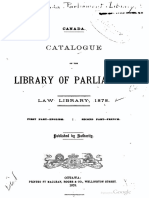 Canada Catalogue of the Library of Parliament Law Library 1878