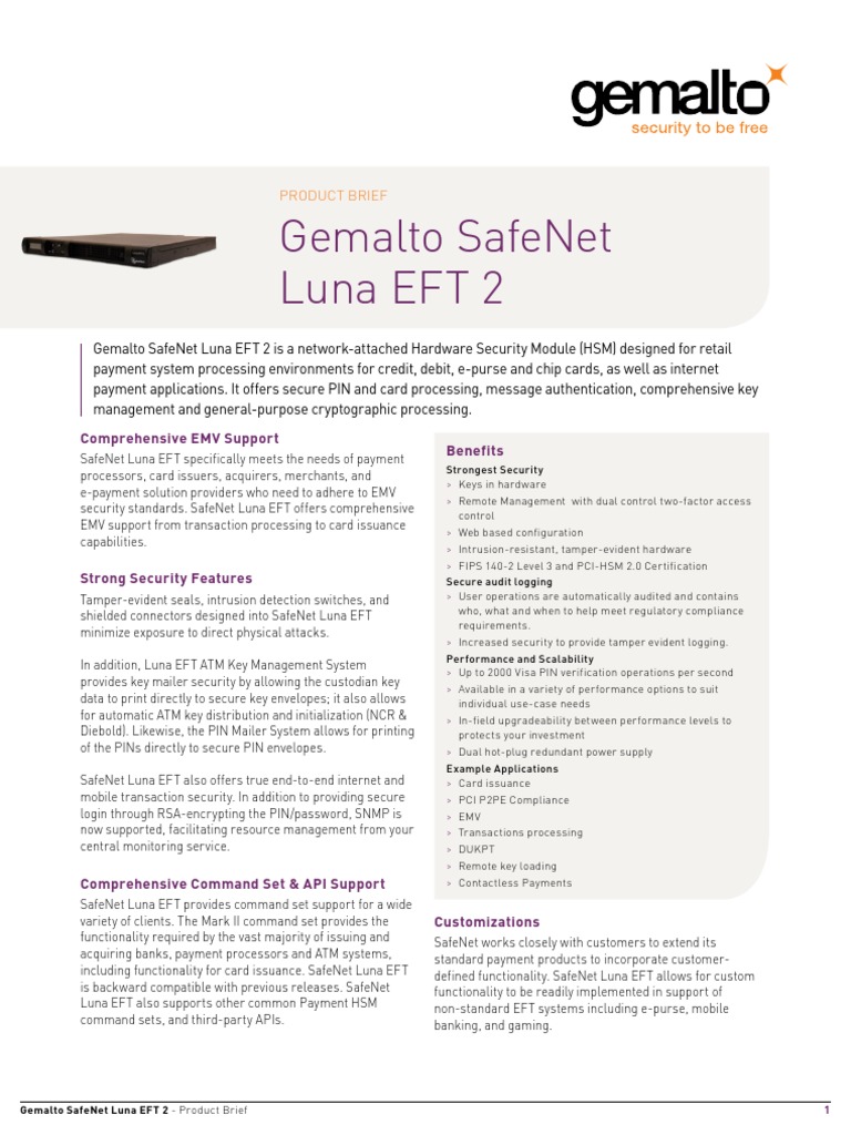 Safenet Luna Eft 2 HSM | PDF | Emv | Information Technology Management