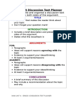 Discussion Text Planner Grade 4