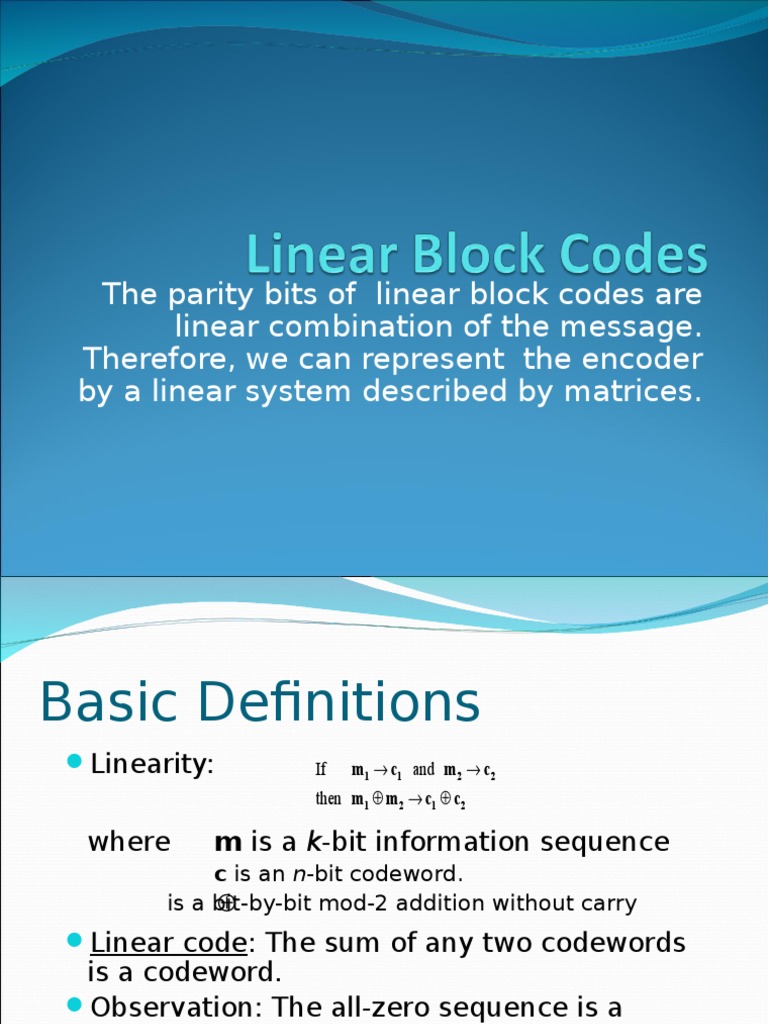 Linear Block Codes | PDF | Naming Conventions | Algorithms
