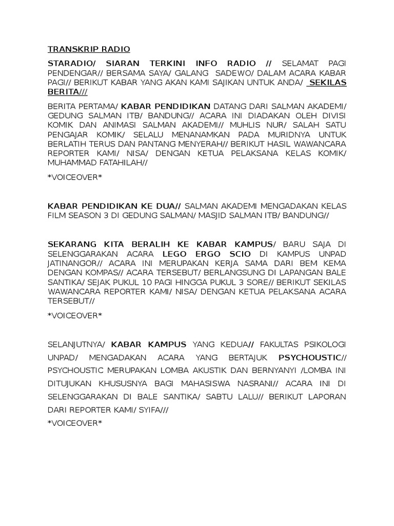 Naskah Berita Radio