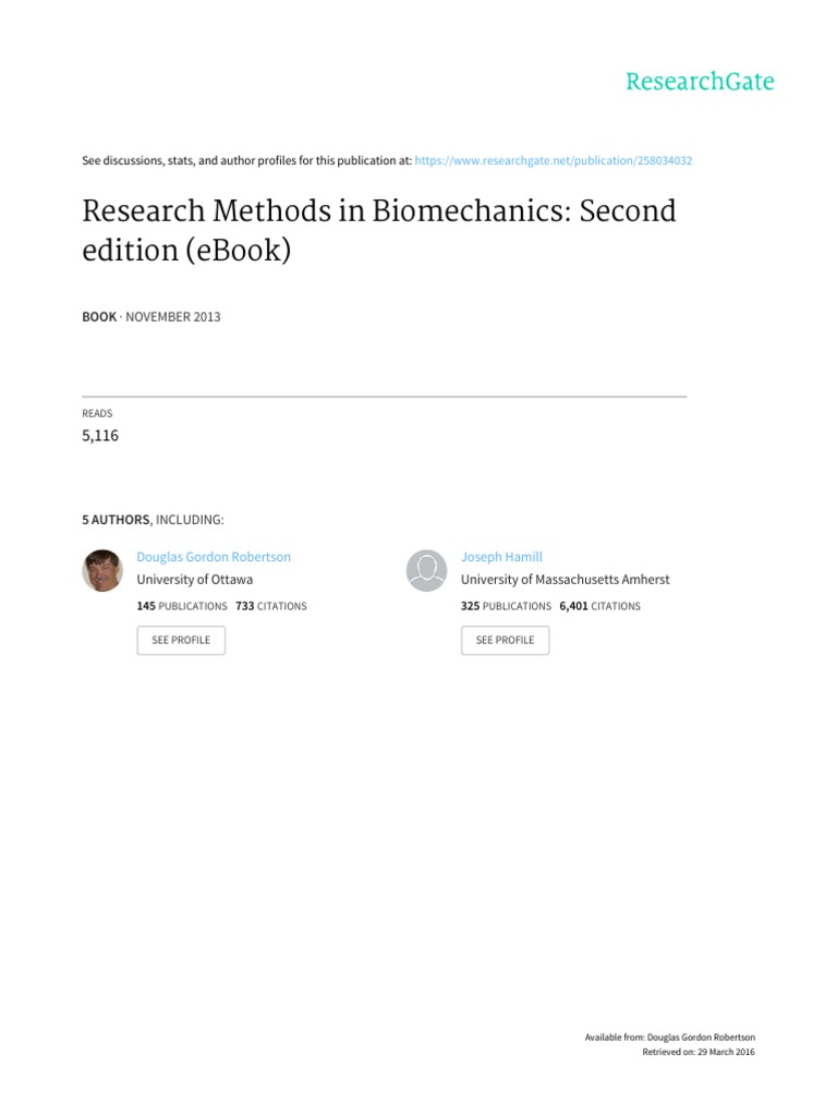 Research Methods in Biomechanics | PDF | Electromyography | Torque