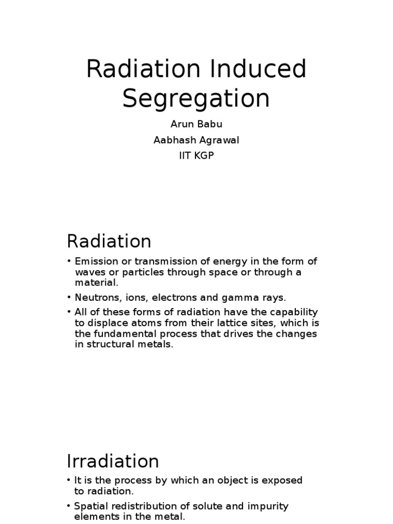Radiation Induced Segregation in Metals | PDF | Radiation | Dislocation
