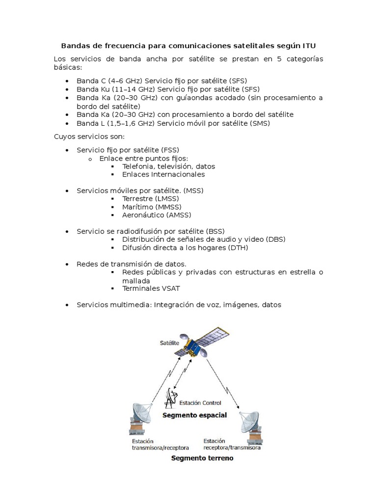 Bandas de Frecuencia para Comunicaciones Satelitales Según ITU | PDF