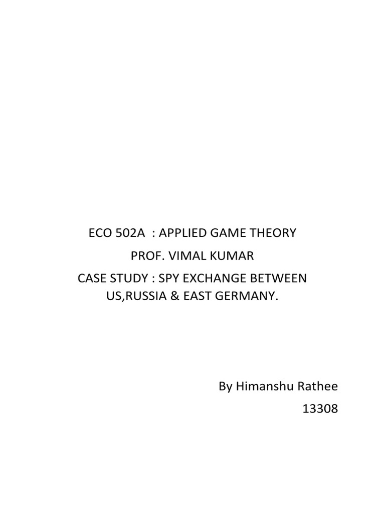 Case Study Game Theory PDF Cognition Cognitive Science