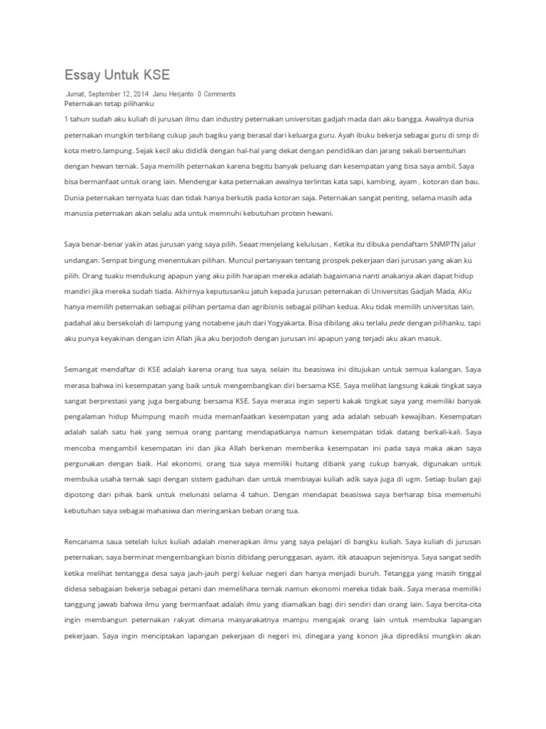 Essay Untuk Kse