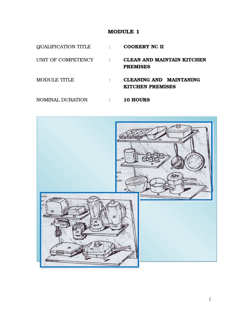 Y2 Module 1 Clean and Maintain Kitchen Premises Kitchen Utensil