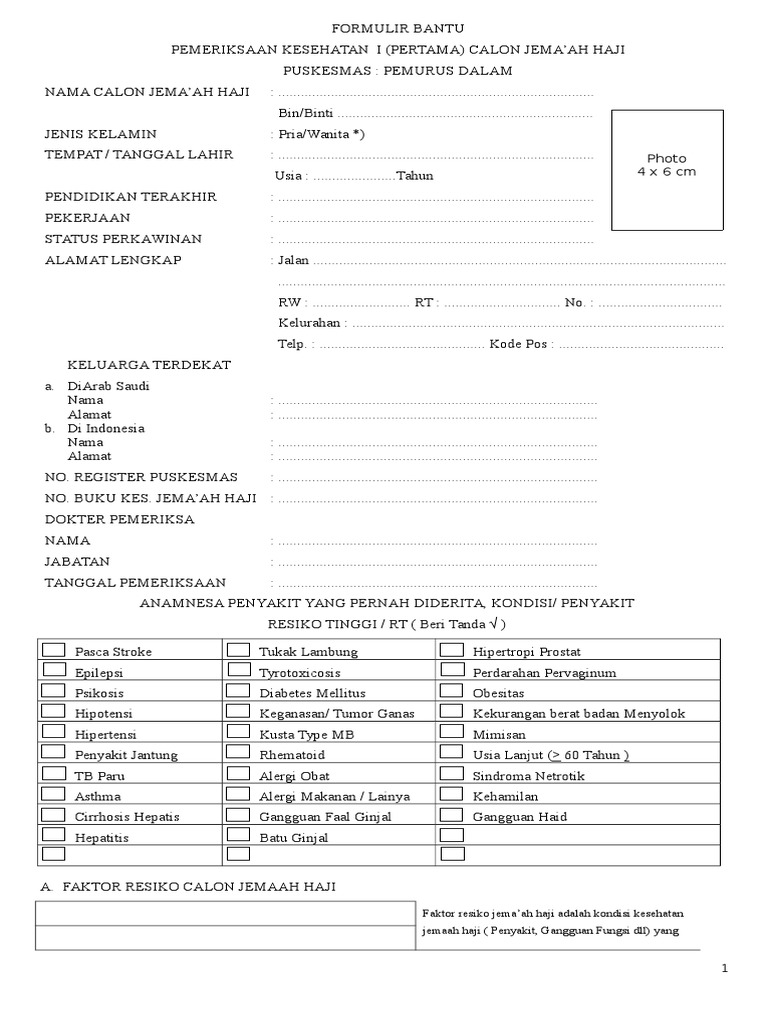 Formulir Bantu Pendaftaran Haji | PDF