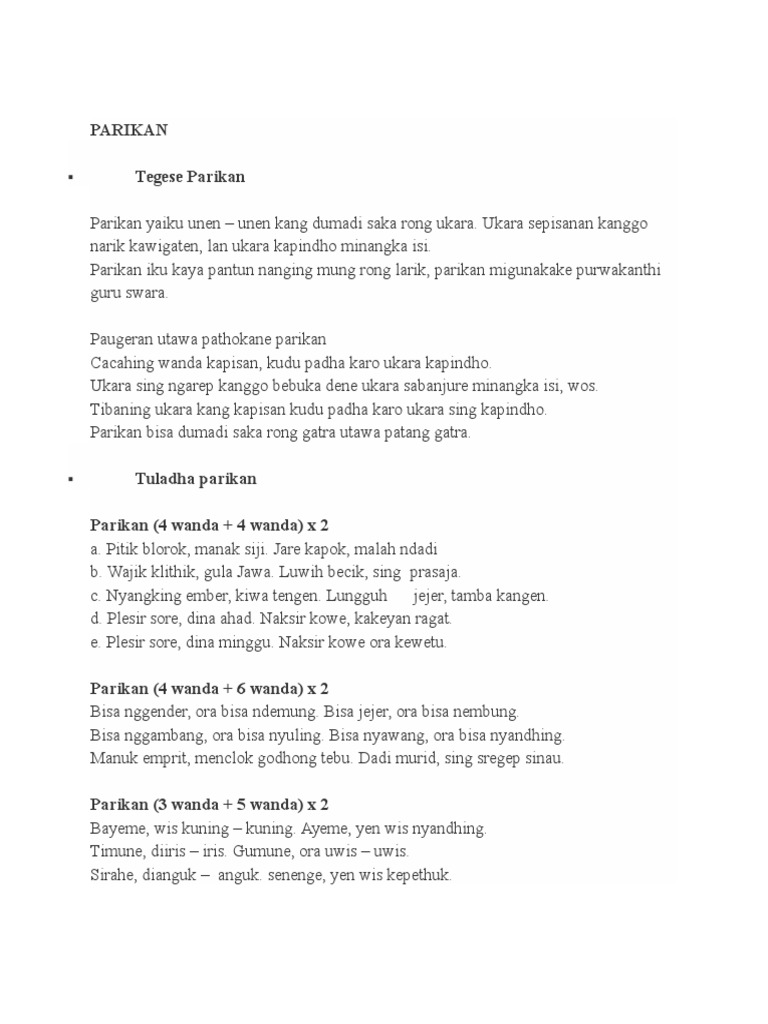 Arti dan Contoh Parikan Jawa | PDF
