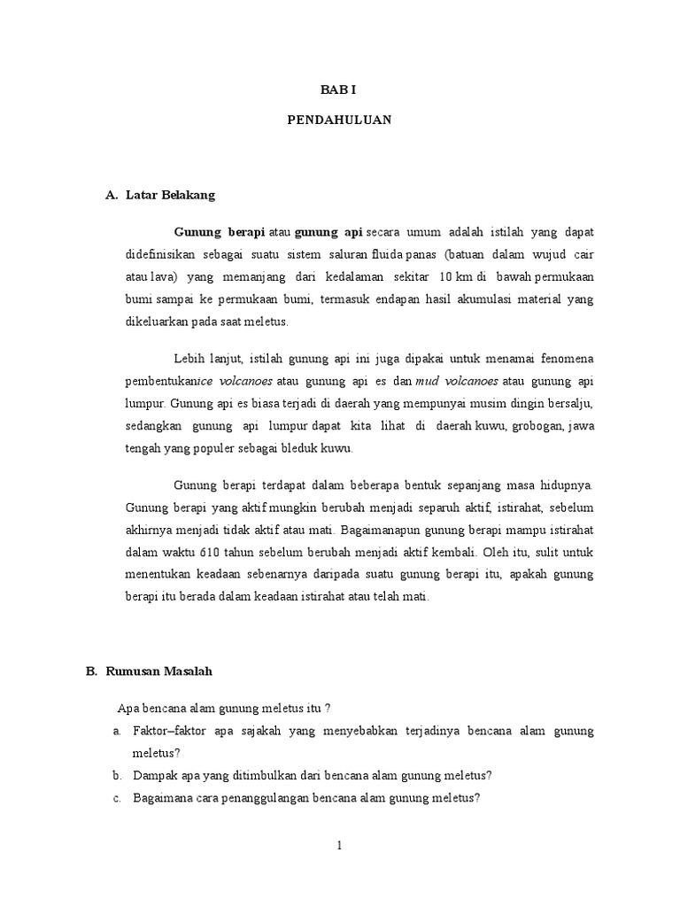 Makalah Bencana Gunung Meletus