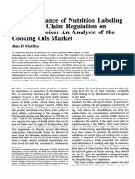 The Importance of Nutrition Labeling and Health Claim Regulation on Product Choice- An Analysis of the Cooking Oils Market