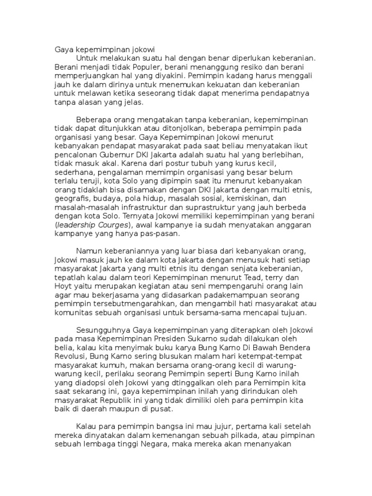 Gaya Kepemimpinan Jokowi