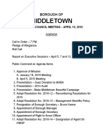 Agenda for April 19 2016 Middletown Borough Council meeting 