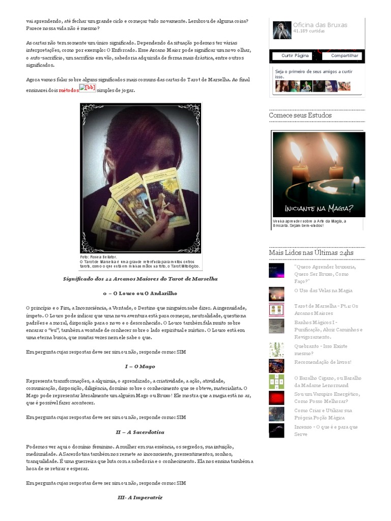 Significados dos Arcanos Maiores do Tarot | PDF | Tarô | Amor