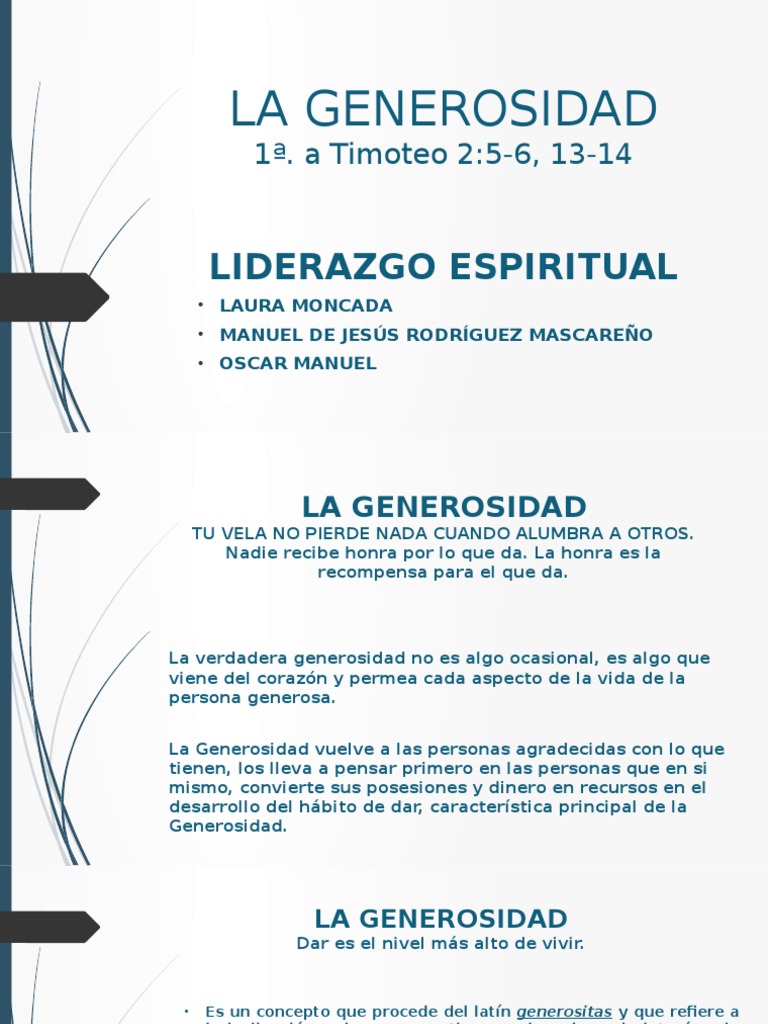 La Generosidad: Valor y Significado | PDF | Autoestima | Amor