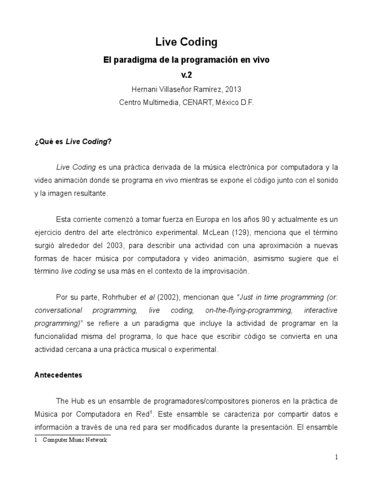 Paradigma Live Coding | PDF | Informática | Software