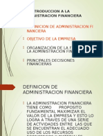 I. Introduccion A La Administracion Financiera