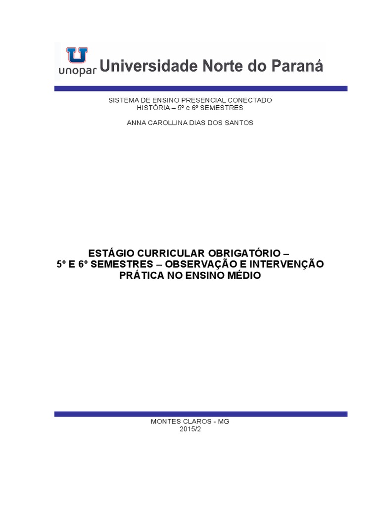 Relatorio De Estagio Gestão Escolar Pedagogia Pronto Unopar