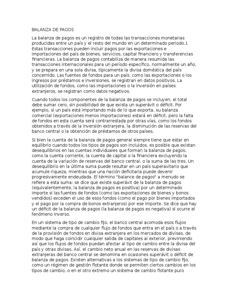 Estructura y Función de la Balanza de Pagos | PDF | Balance de pagos ...
