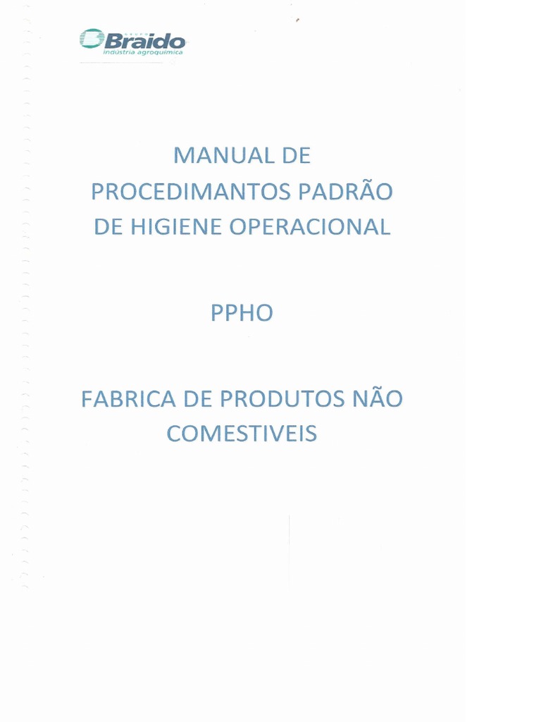 Ppho - Manual de Procedimentos Padrão de Higiene Operacional | PDF