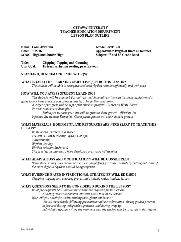 Rhythmic Dictation Lesson Pdf Educational Assessment Rhythm