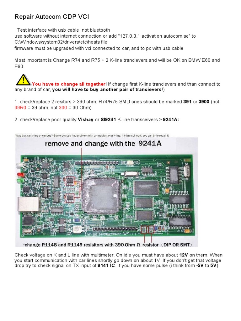 Repair Autocom CDP VCI, PDF, Resistor