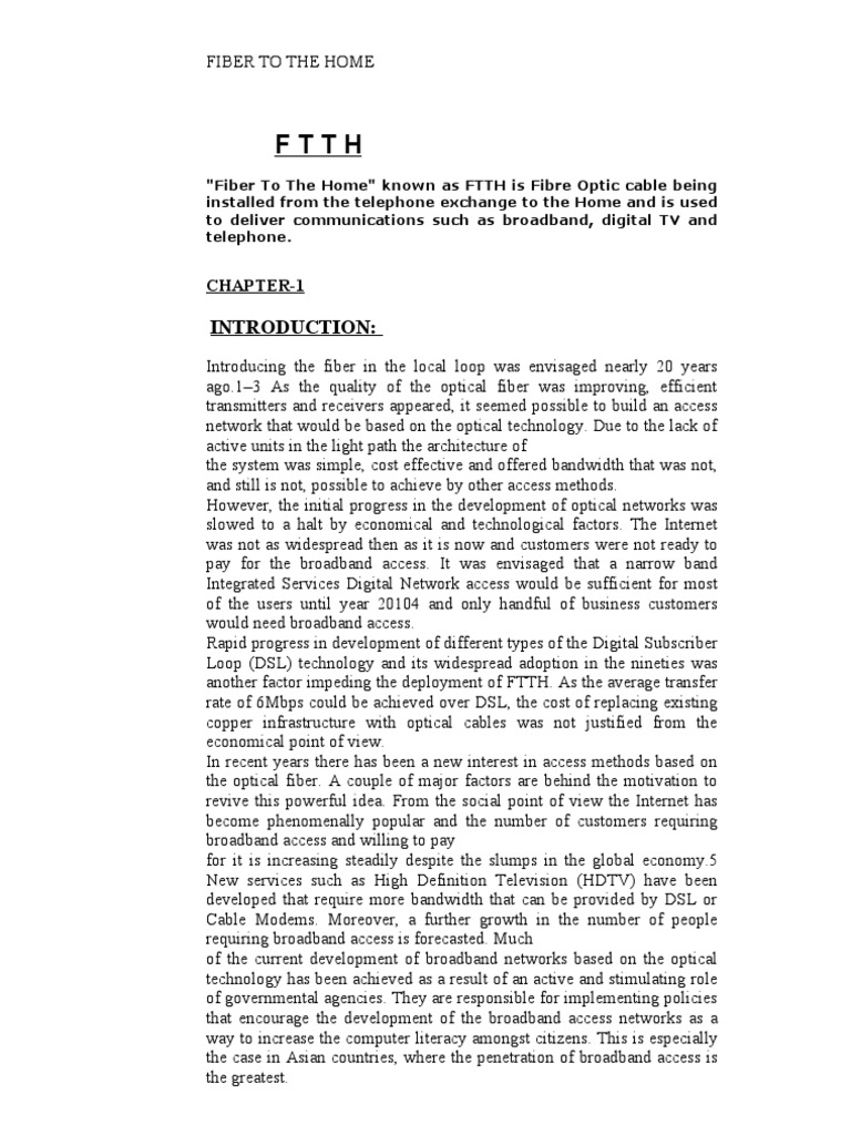 Understanding Fiber to the Home (FTTH) | PDF | Fiber To The X ...