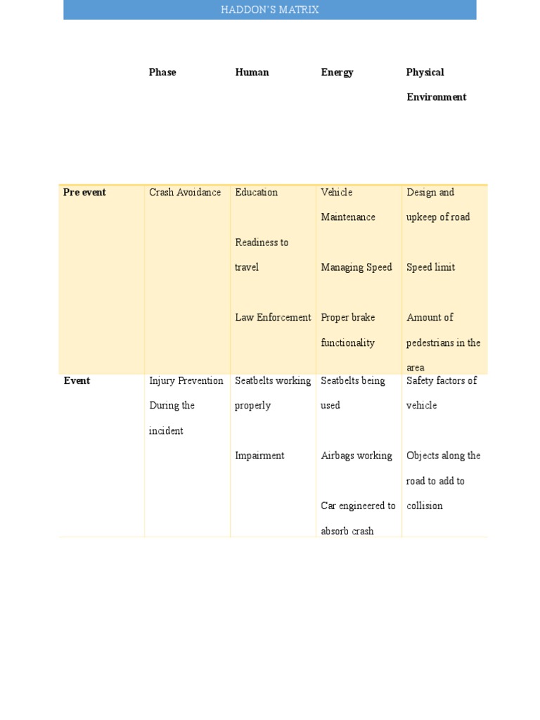 Haddons Matrix PDF