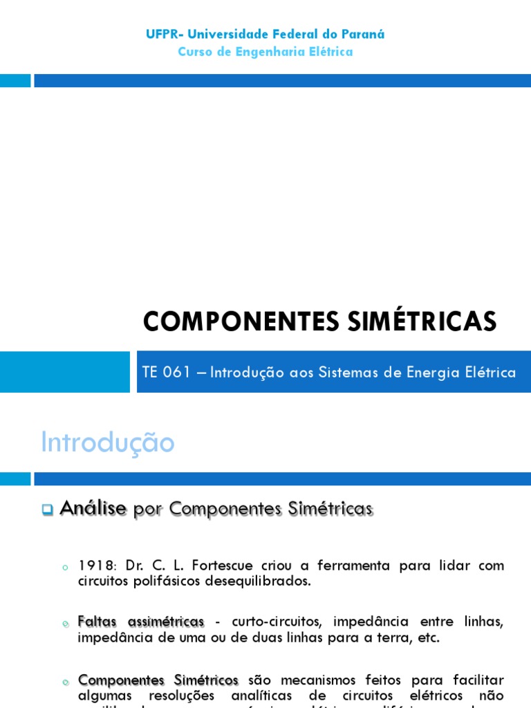 Análise de Componentes Simétricas | PDF | Rede elétrica | Transformador